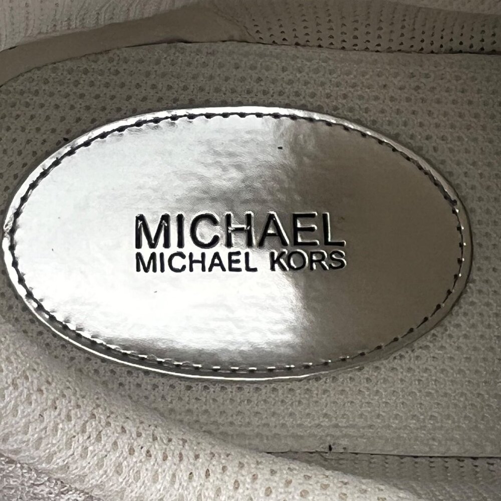 MICHAEL KORS Hero Mixed-Media Trainer Optic White Silver Sneakers Shoes 11M - Picture 11 of 16